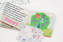 Load image into Gallery viewer, Reusable vinyl “stickers” affix securely to the glossy board book page, then peel up to rearrange Glossy, full-color pages Includes over 40 stickers Each page has an illustrated “feeling” to help your child’s social emotional development Great for fine motor skills, narrative thinking, and awareness of colors, commonalities, and themes Approved by religious scholar