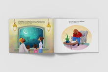 Load image into Gallery viewer, “Take Suhoor for there is blessing in it” Bukhari It’s Ramadan and Adam loves this special time of year, but there’s a growing problem; people in Adam’s neighbourhood are not waking up for the pre-fast meal (Suhoor) or the dawn prayer (Fajr). Sadly they are forgetting these important early morning activities for Ramadan, which have now become a distant memory. Can Adam’s father help to wake the people up in time by rising to the challenge of becoming the neighbourhood waker-upper, the Ramadan Drummer?