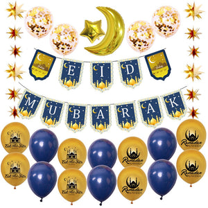 Eid Mubarak Decoration Pack- Blue/Gold | Ramadan Decoration